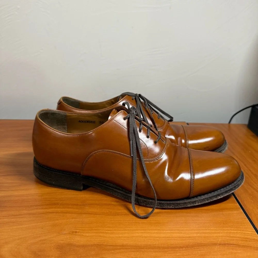 Brooks Brothers Golden Fleece Cap Toe Dress Shoe Lace Leather Italian Tan M9‎